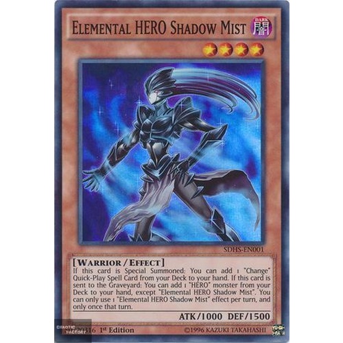 Elemental Hero Shadow Mist - SDHS-EN001 - Super Rare 1st Edition LP