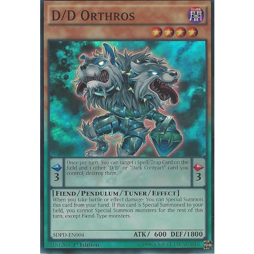 SDPD-EN004 D/D Orthros Super Rare 1st Edition NM