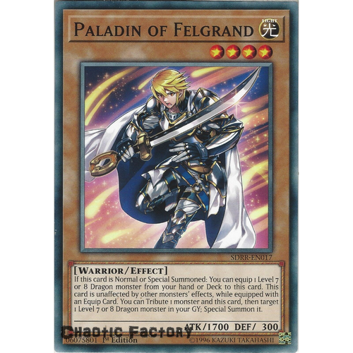 Yugioh SDRR-EN017 Paladin of Felgrand Common 1st Edtion NM