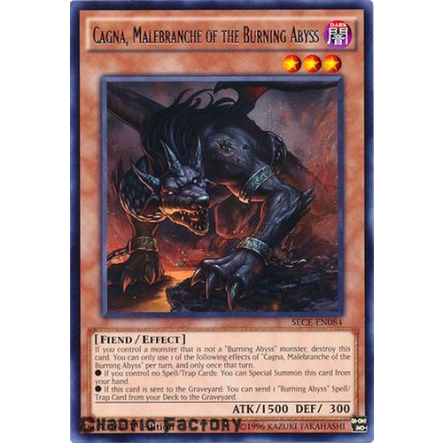Yugioh Cagna, Malebranche of the Burning Abyss Rare SECE-EN084 1st Edition NM