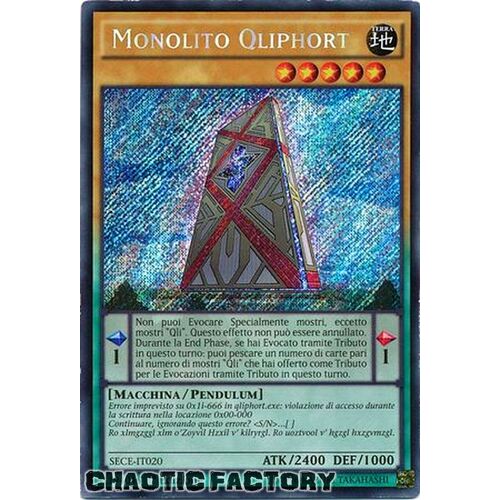 ITALIAN SECE-IT020 Qliphort Monolith Monolito Qliphort Secret Rare 1st Edition LP