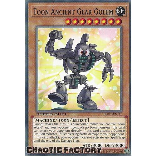 SGX1-ENI11 Toon Ancient Gear Golem Common 1st Edition NM