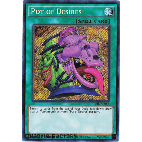 YuGiOh Pot of Desires - TDIL-EN066 - Secret Rare 1st Edition NM