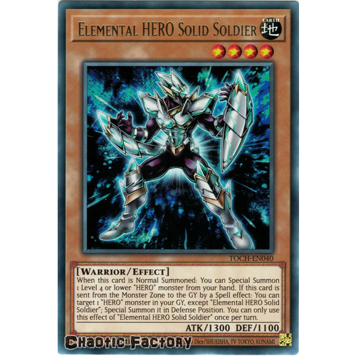 TOCH-EN040 Elemental HERO Solid Soldier Rare 1st Edition NM