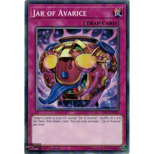 Yugioh YS17-EN032 Jar of Avarice Common 1st Edition