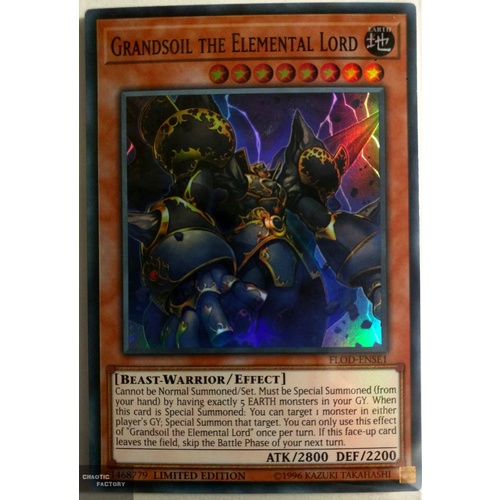 Yugioh 1x FLOD-ENSE1 Grandsoil the Elemental Lord Super Rare