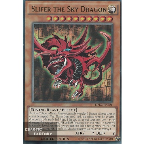 Yugioh Slifer the Sky Dragon LDK2-ENS01 - Ultra Rare Limited Edition NM God Card