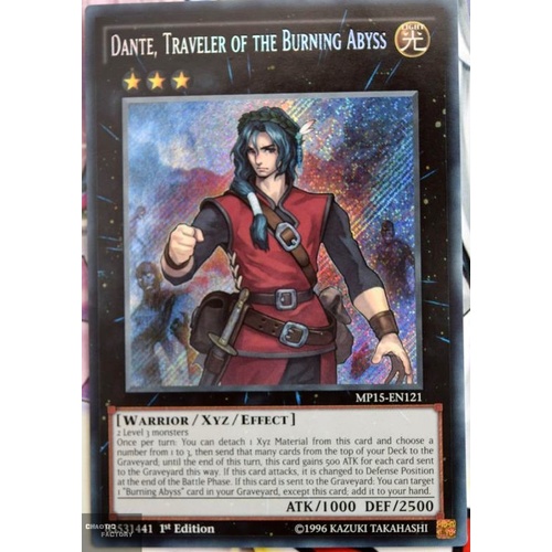 Yugioh Dante, Traveler of the Burning Abyss - MP15-EN121 - Secret Rare 1st Edition NM