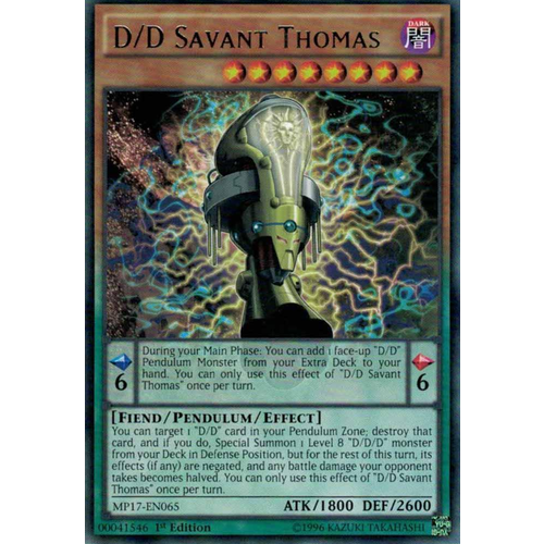 Yugioh DD Savant Thomas - MP17-EN065 - Rare - 1st Edition