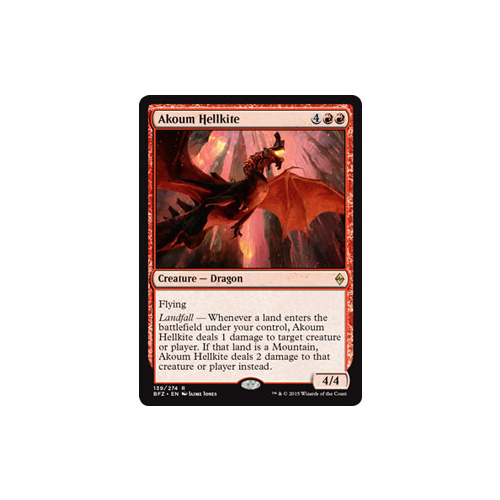 MTG Akoum Hellkite Creature - 139/274 BFZ FOIL