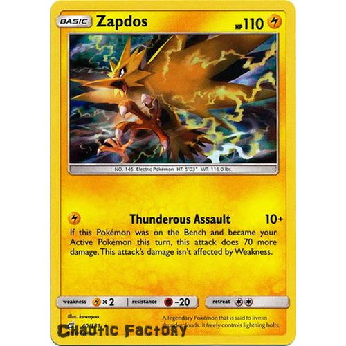 Pokemon TCG Zapdos - 40/181 - Holo Rare NM