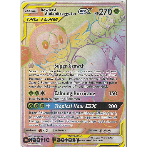 Pokemon TCG Rowlet & Alolan Exeggutor GX - 237/236 - Hyper Rare NM