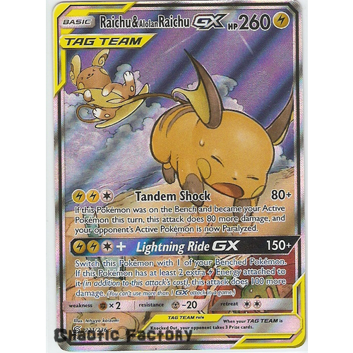 Pokemon TCG Raichu & Alolan Raichu GX - 221/236 - Full Art Ultra Rare NM